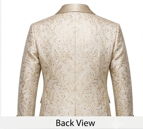 Men's Royal Damask Brocade Tuxedo Blazer - Champagne Gold