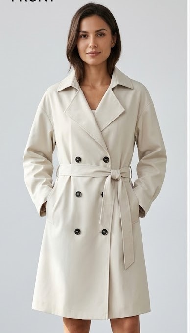 Women Classic Double Breasted Trench Coat