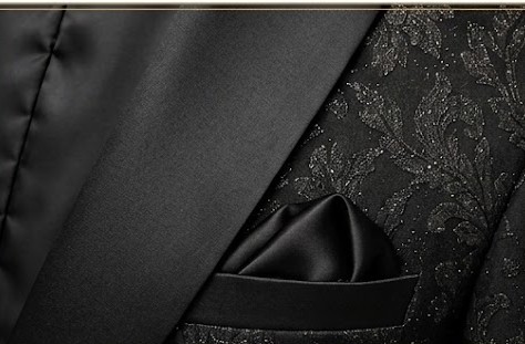Men's Shimmer Jacquard Floral Dinner Blazer - Pitch Black