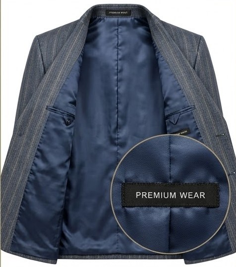 Men's Tailored Pinstripe Wool-Blend Blazer - Slate Blue