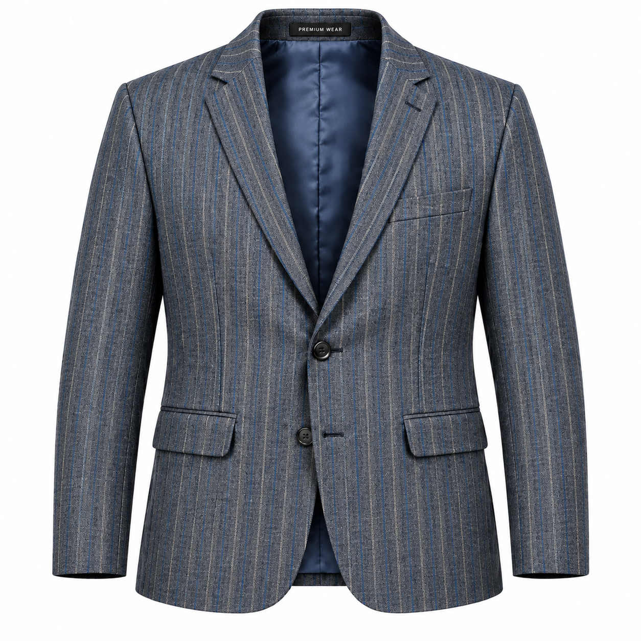 Men's Tailored Pinstripe Wool-Blend Blazer - Slate Blue