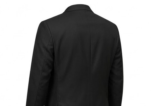 Men's Crimson-Lined Slim Fit Formal Blazer - Pitch Black