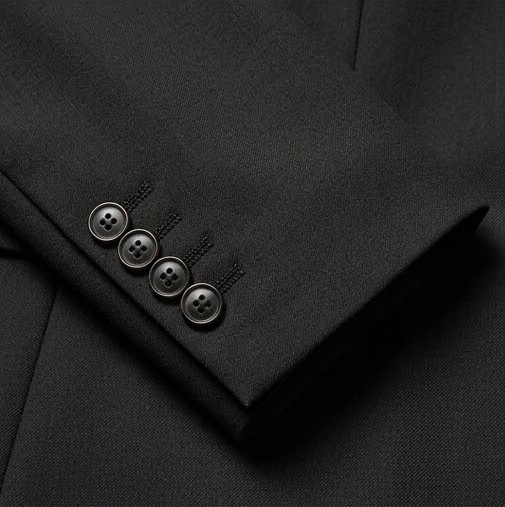 Men's Crimson-Lined Slim Fit Formal Blazer - Pitch Black
