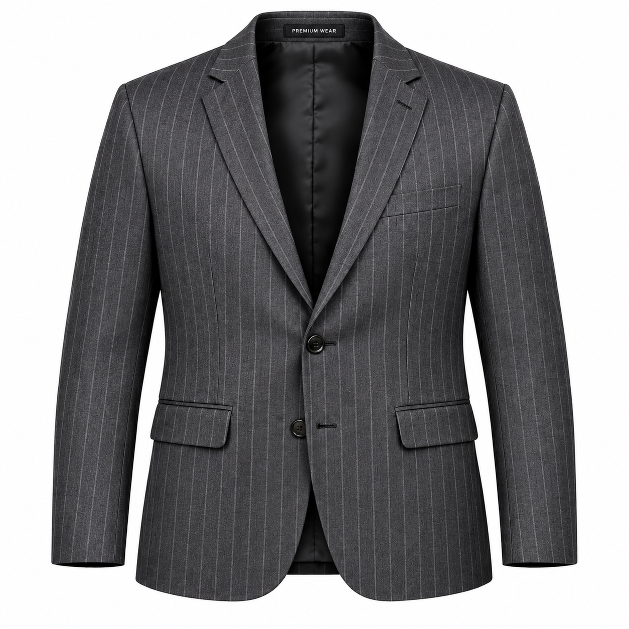 Men's Classic Chalk-Stripe Formal Blazer - Charcoal Grey