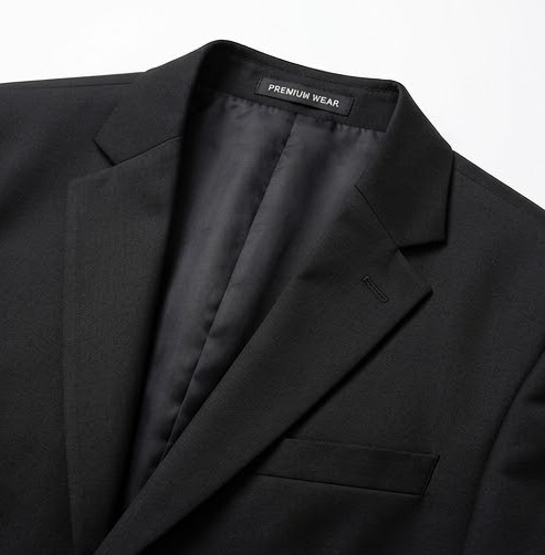 Men's Sharp Tailored Formal Blazer - Solid Jet Black