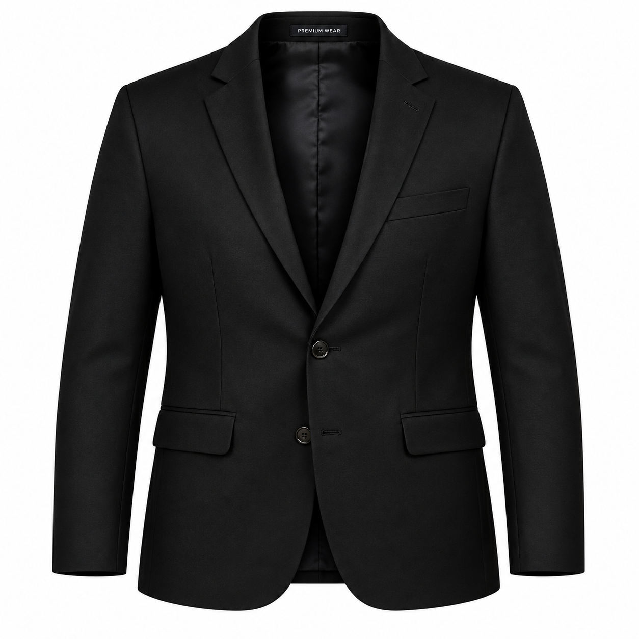 Men's Sharp Tailored Formal Blazer - Solid Jet Black