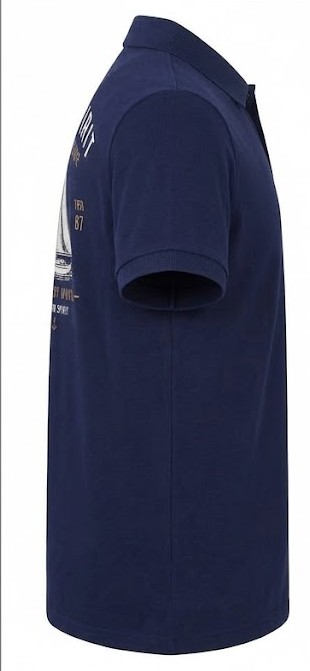 Men's 'Ocean Spirit' Nautical Graphic Polo T-Shirt - Navy Blue