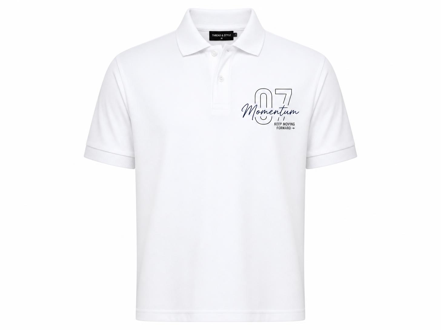 Men's 'Momentum' Chest Graphic Polo T-Shirt - Pure White