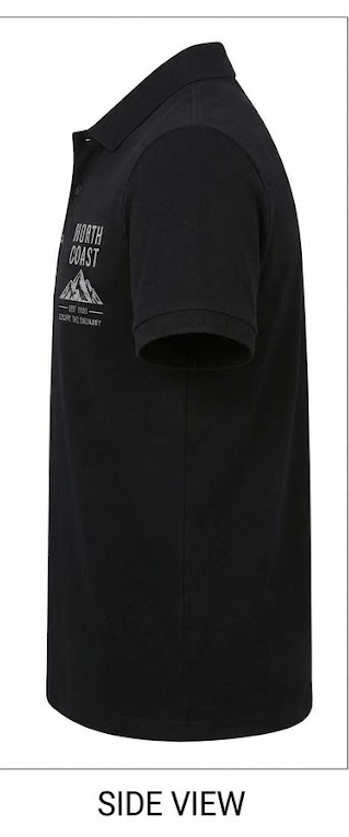 Men's 'North Coast' Mountain Graphic Polo T-Shirt - Pitch Black