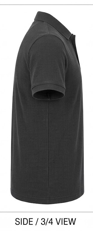Men's Textured Vertical Rib Knit Polo T-Shirt - Charcoal Grey