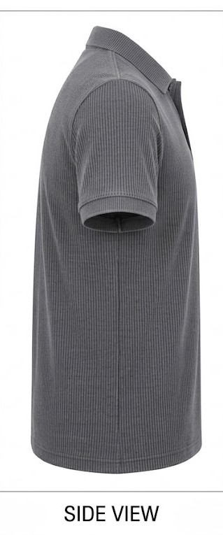 Men's Textured Vertical Rib Knit Polo T-Shirt - Heather Slate Grey