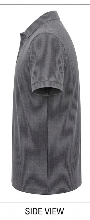 Men's Textured Waffle Knit Polo T-Shirt - Smoke Grey