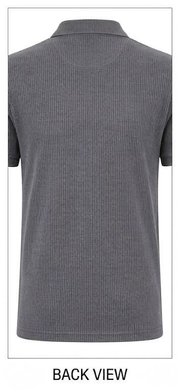 Men's Textured Waffle Knit Polo T-Shirt - Smoke Grey