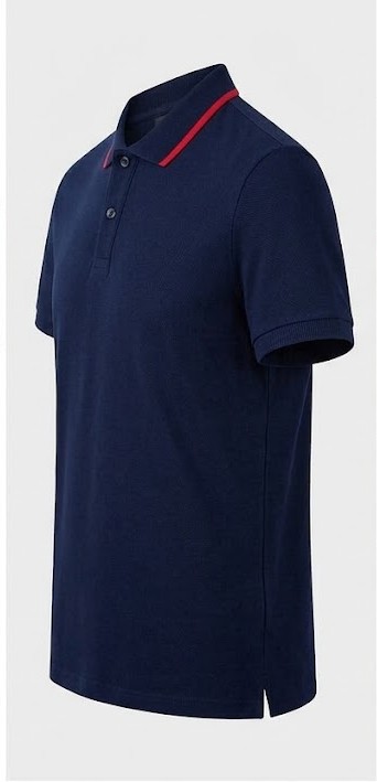 Men's Tipped Collar Pique Polo T-Shirt - Navy & Red