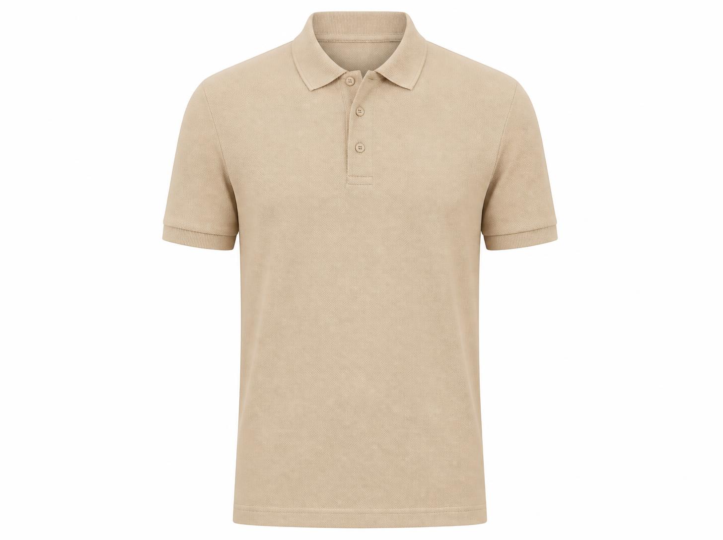 Men's Classic Solid Pique Polo T-Shirt - Sand Beige