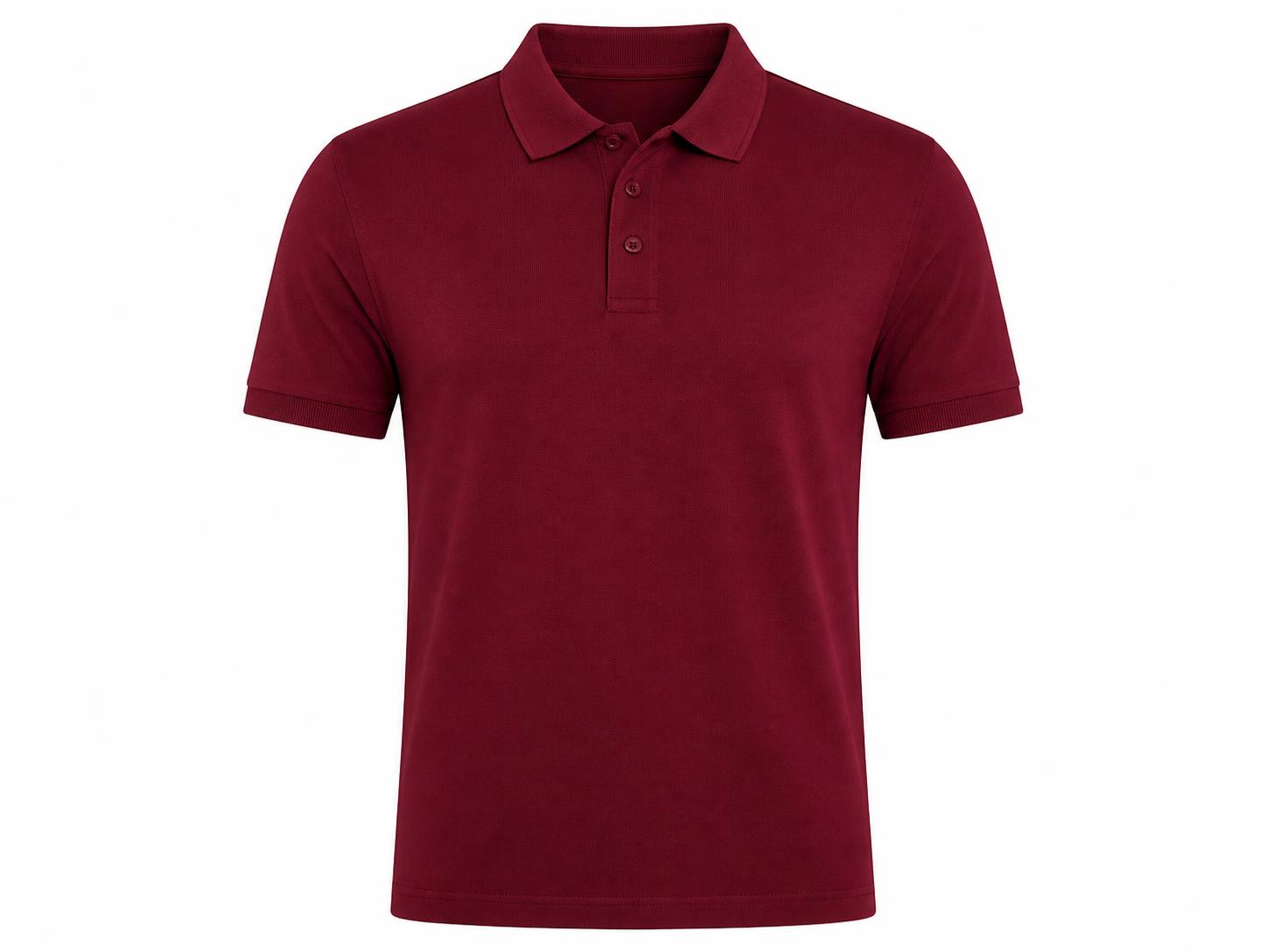 Men's Classic Solid Pique Polo T-Shirt - Crimson Maroon