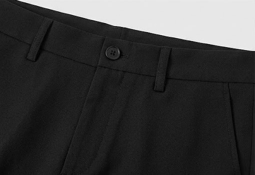 Men's Slim Fit Formal Creased Trousers - Solid Black
