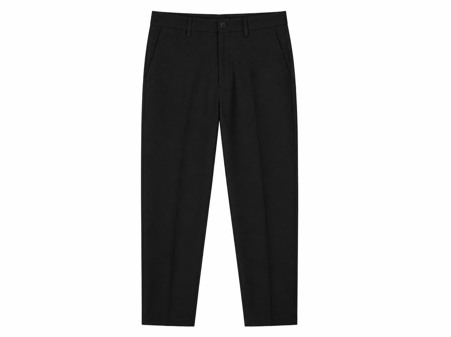 Men's Slim Fit Formal Creased Trousers - Solid Black