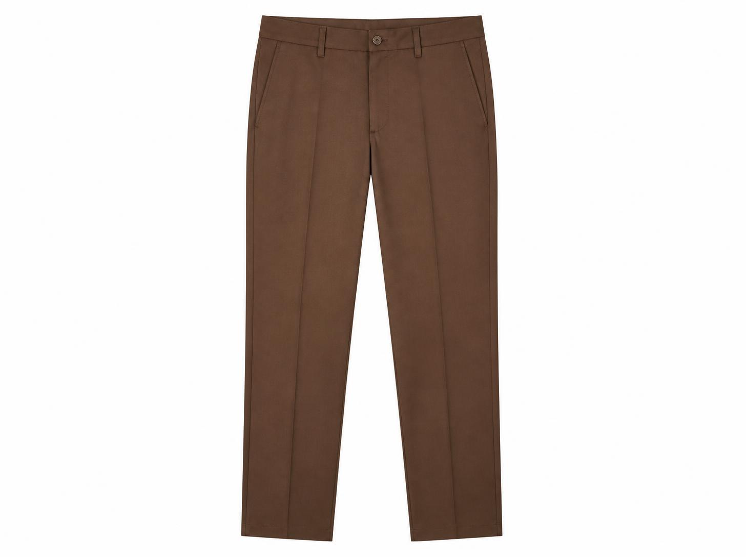 Men's Formal Pressed Crease Trousers - Walnut Brown