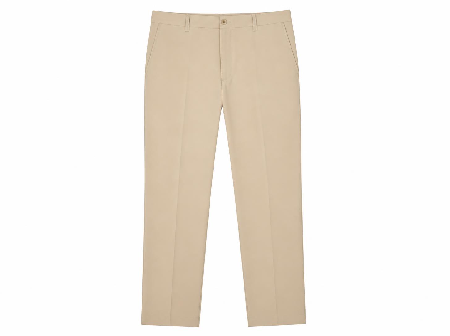 Men's Formal Pressed Crease Trousers - Light Ecru Beige