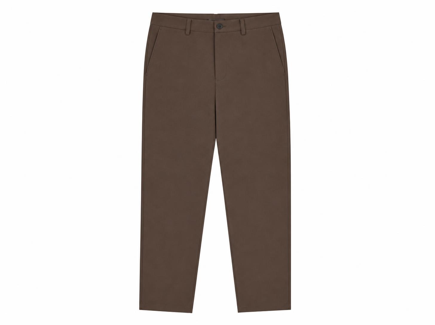 Men's Flat-Front Smart Casual Trousers - Cocoa Brown