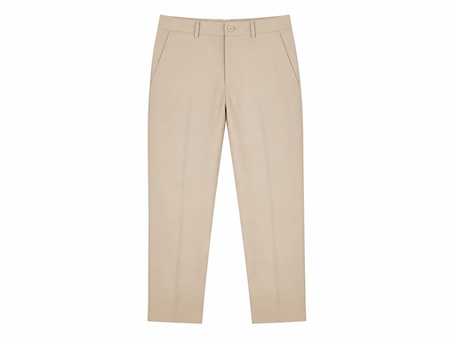 Men's Flat-Front Tailored Trousers - Cream Beige