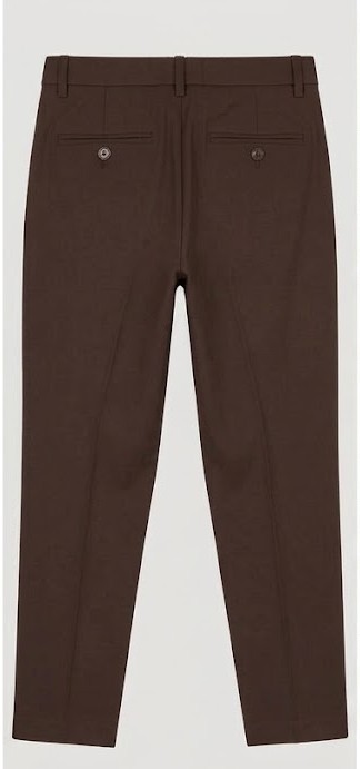 Men's Extended Tab Formal Creased Trousers - Dark Brown