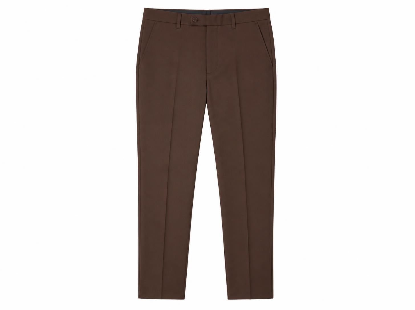 Men's Extended Tab Formal Creased Trousers - Dark Brown