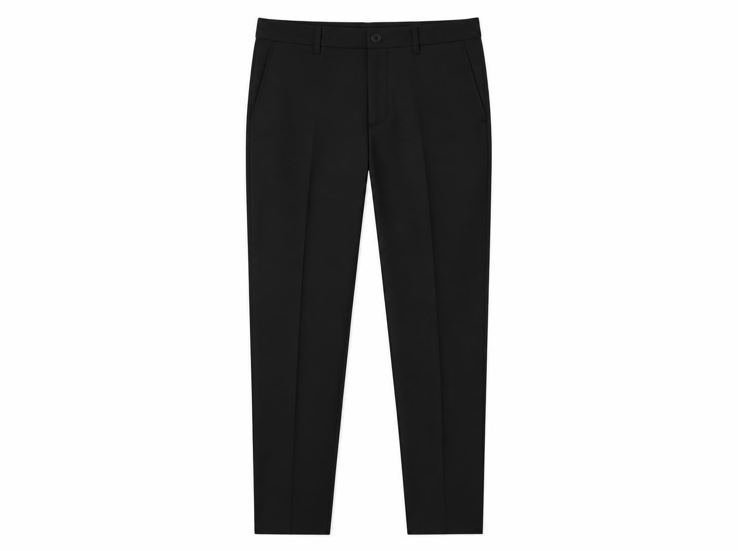 Men's Extended Tab Formal Creased Trousers - Pitch Black