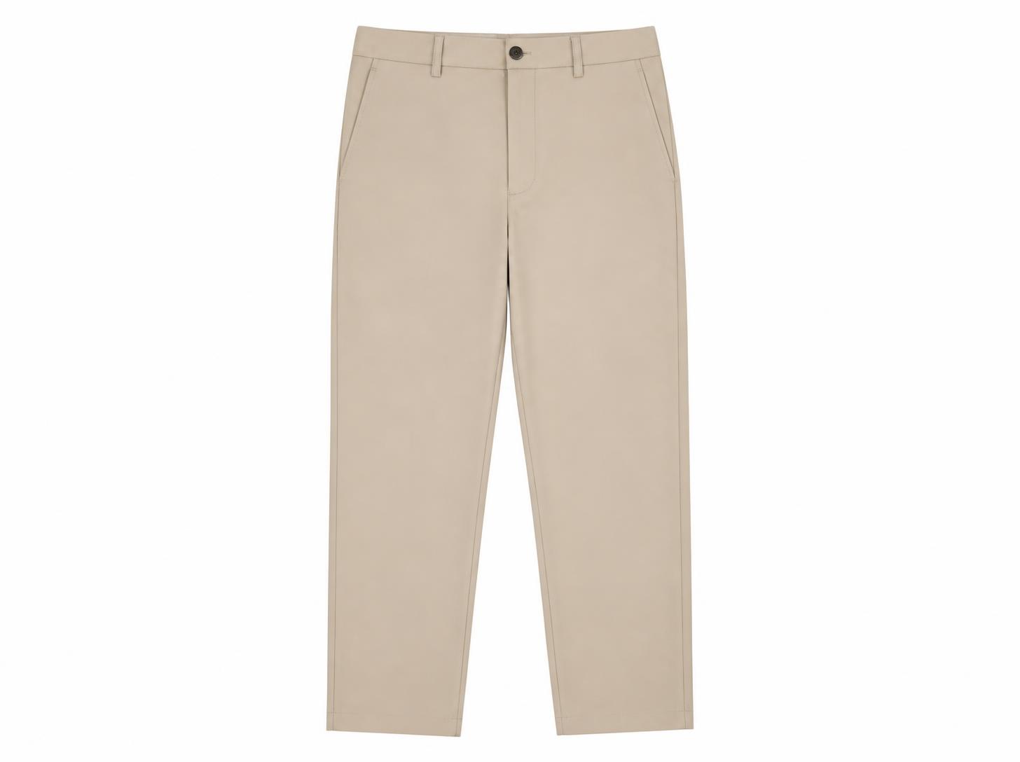 Men's Slim Tapered Casual Chino Trousers - Light Ecru Beige
