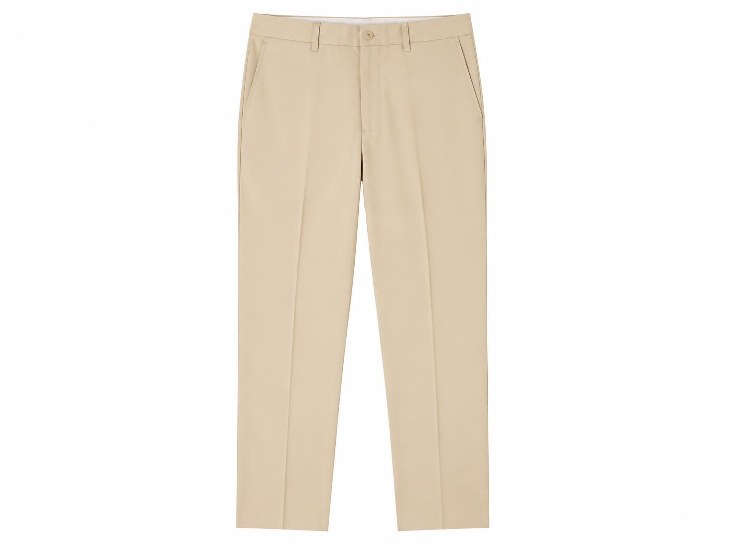 Men's Classic Straight Creased Dress Trousers - Soft Cream Beige