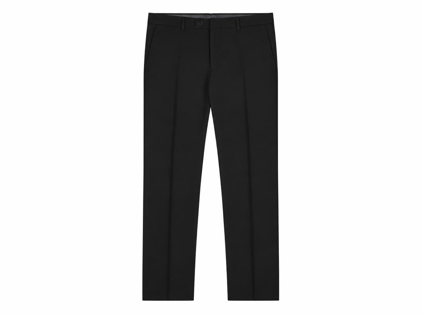 Men's Classic Straight Creased Dress Trousers - Jet Black