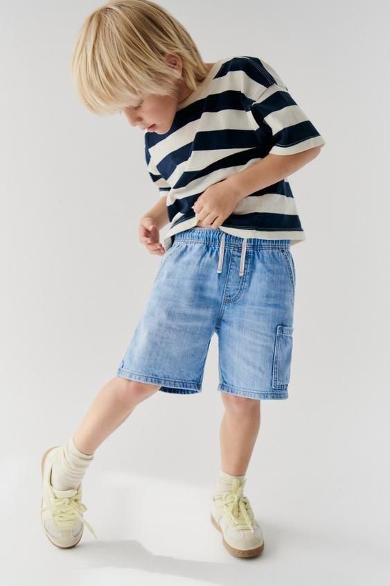 Boys Blue Denim Drawstring Shorts