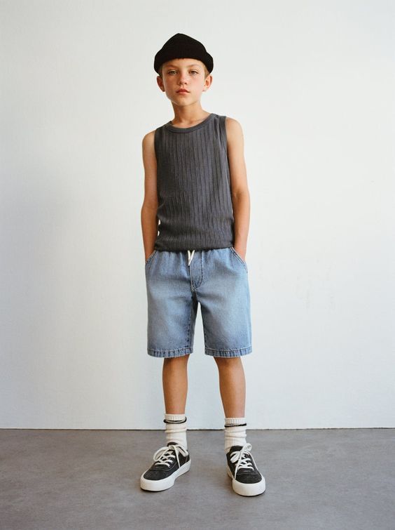 Boys Blue Denim Drawstring Shorts