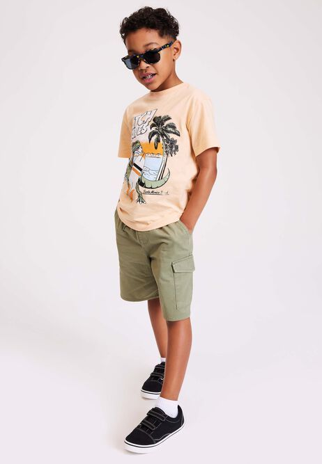 Boys Olive Green Cargo Shorts