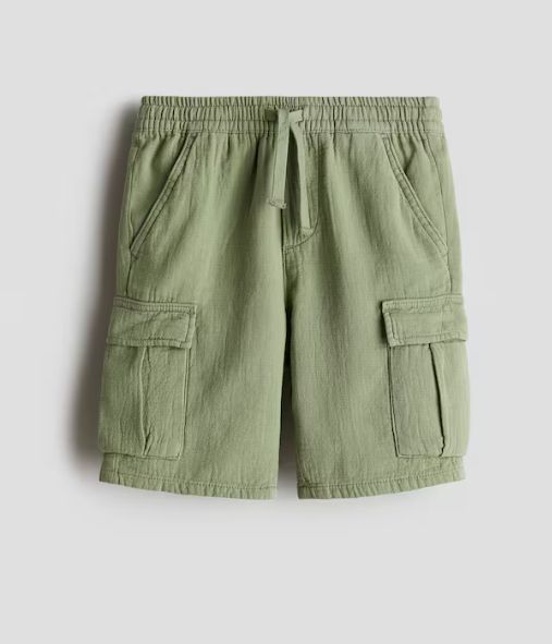 Boys Olive Green Cargo Shorts