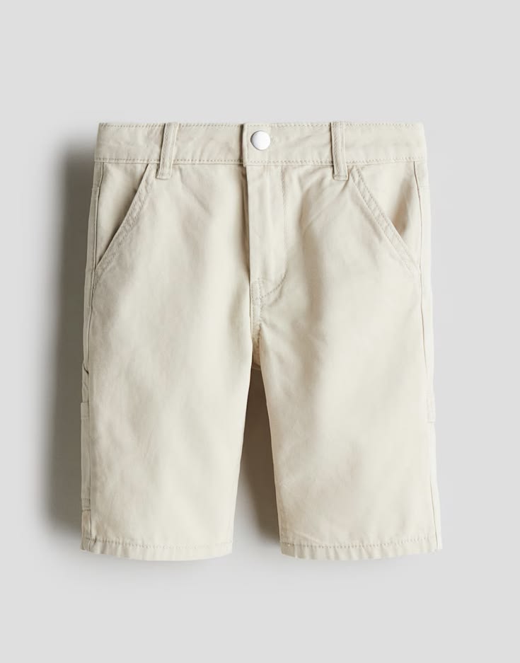 Boys Cream Regular Fit Cotton Shorts