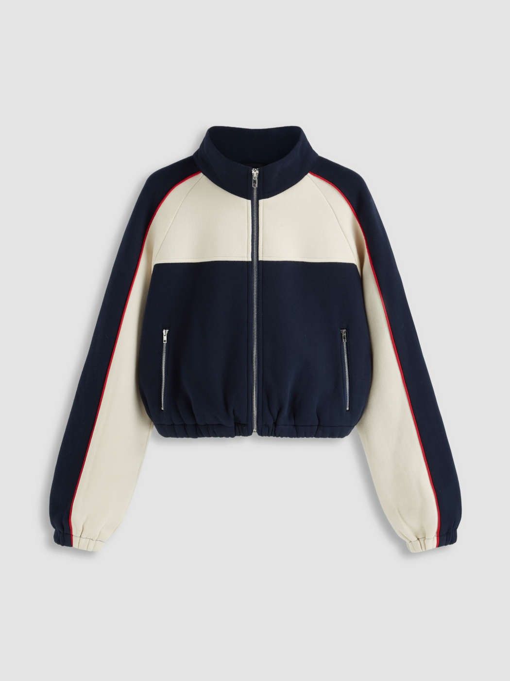 Women Navy Contrast Panel Track Jacket