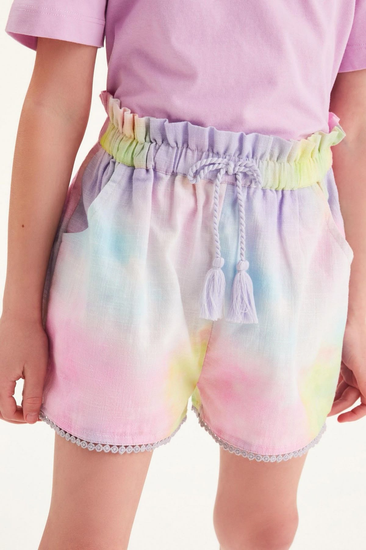 Girls Pastel Rainbow Tie-Dye Shorts