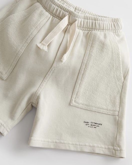 Boys Beige Linen Look Drawstring Shorts
