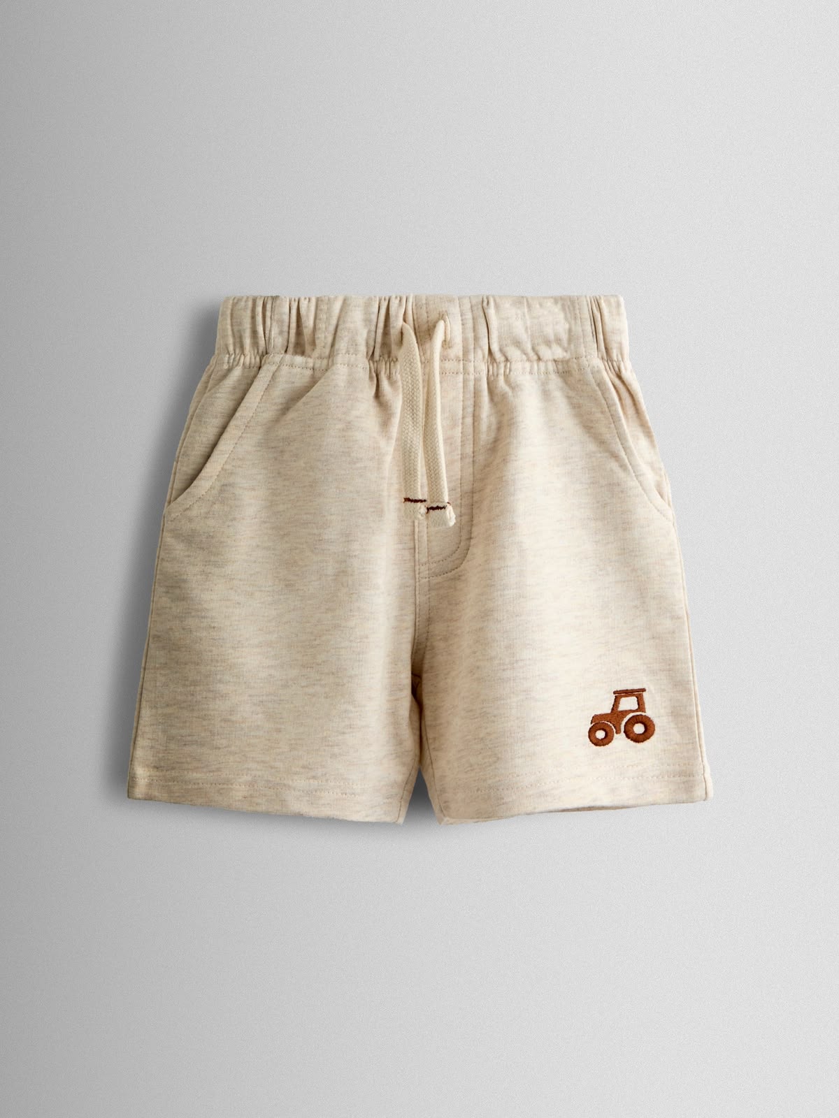 Boys Beige Linen Look Drawstring Shorts