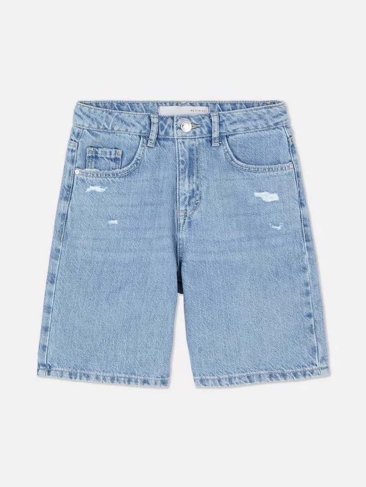 Boys Light Blue Distressed Denim Shorts