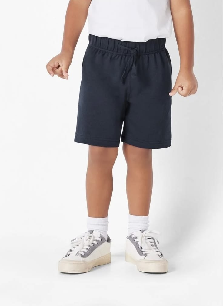Boys Navy Blue Casual Drawstring Shorts