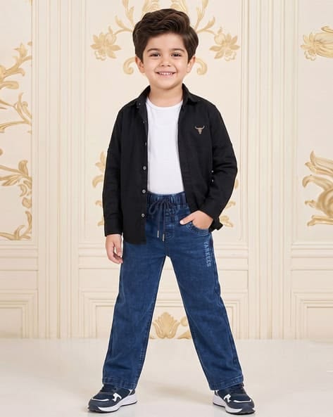 Kids Black Graphic Long Sleeve Shirt