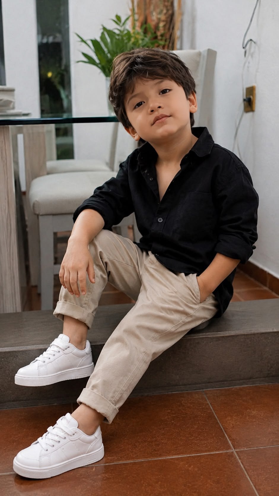 Boys Navy Blue Short Sleeve Shirt