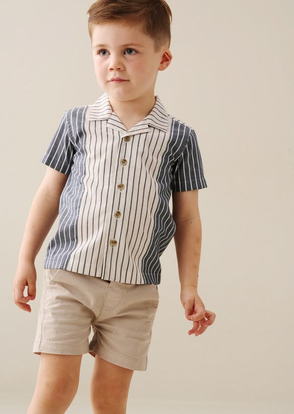 Boys Blue Cream Resort Stripe Shirt