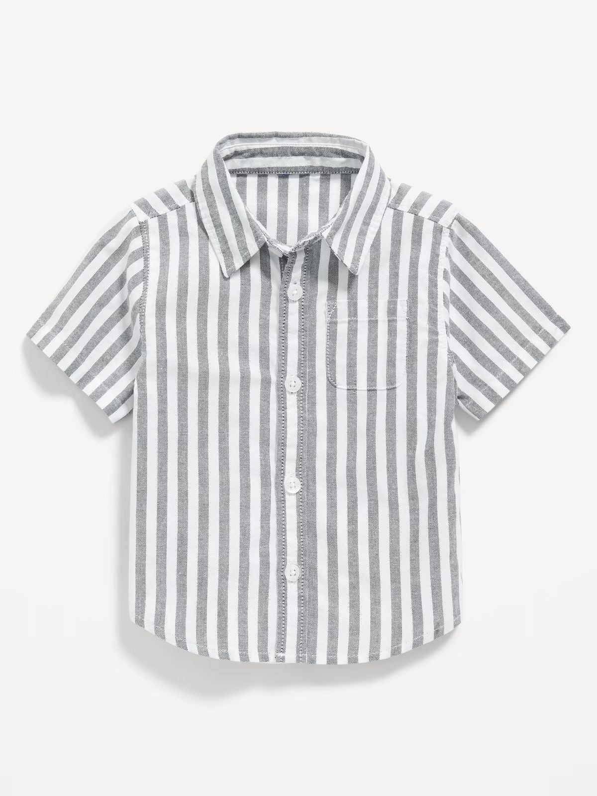 Boys Grey White Stripe Short Sleeve Shirt