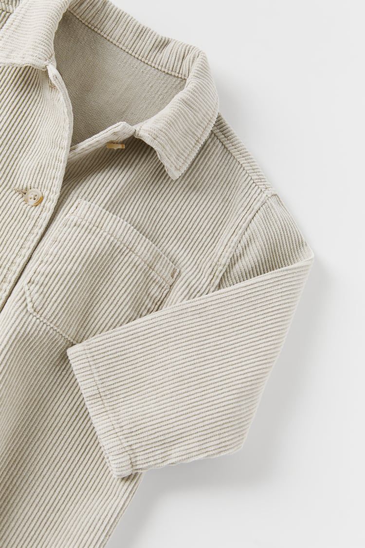 Boys Beige Pinstripe Twin Pocket Shirt