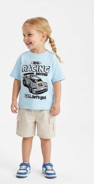 Kids Little Racing Car Graphic T-Shirt