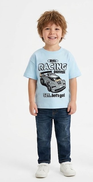 Kids Little Racing Car Graphic T-Shirt